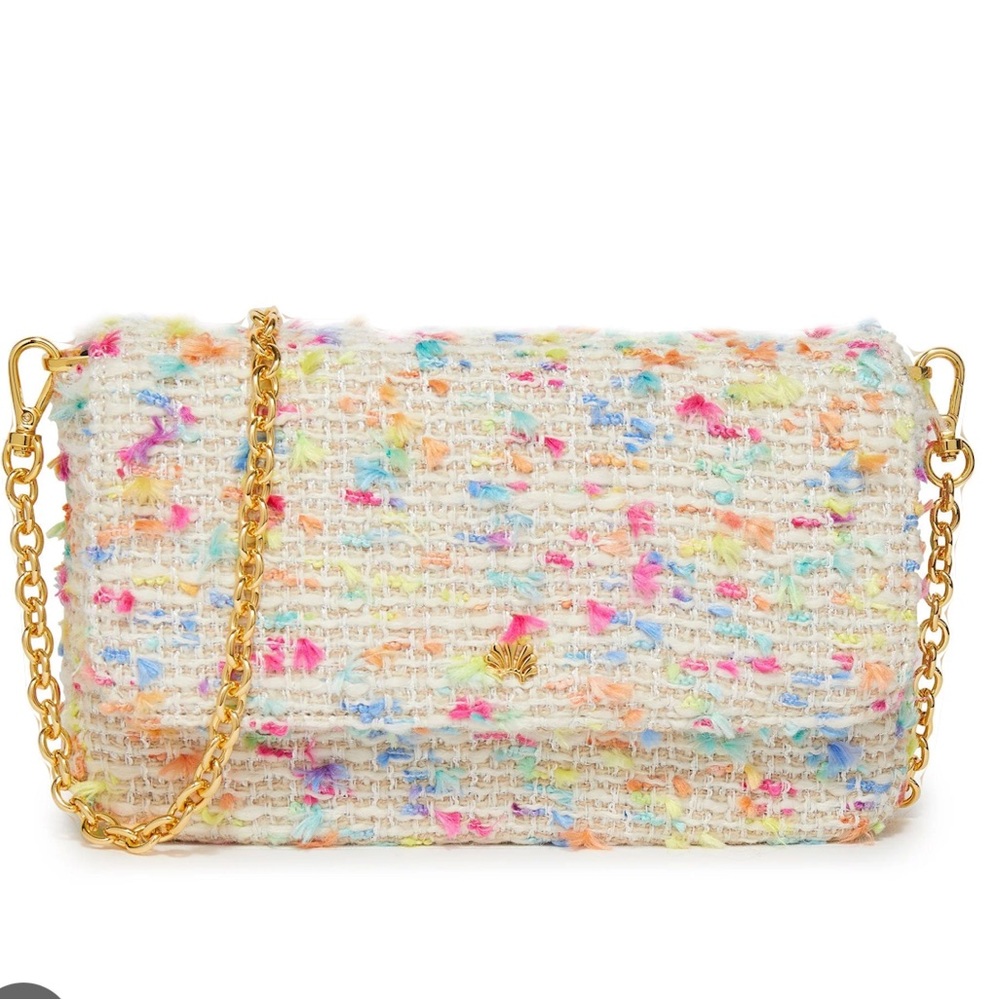 Lele Sadoughi Rainbow Confetti Boucle Cleo Clutch